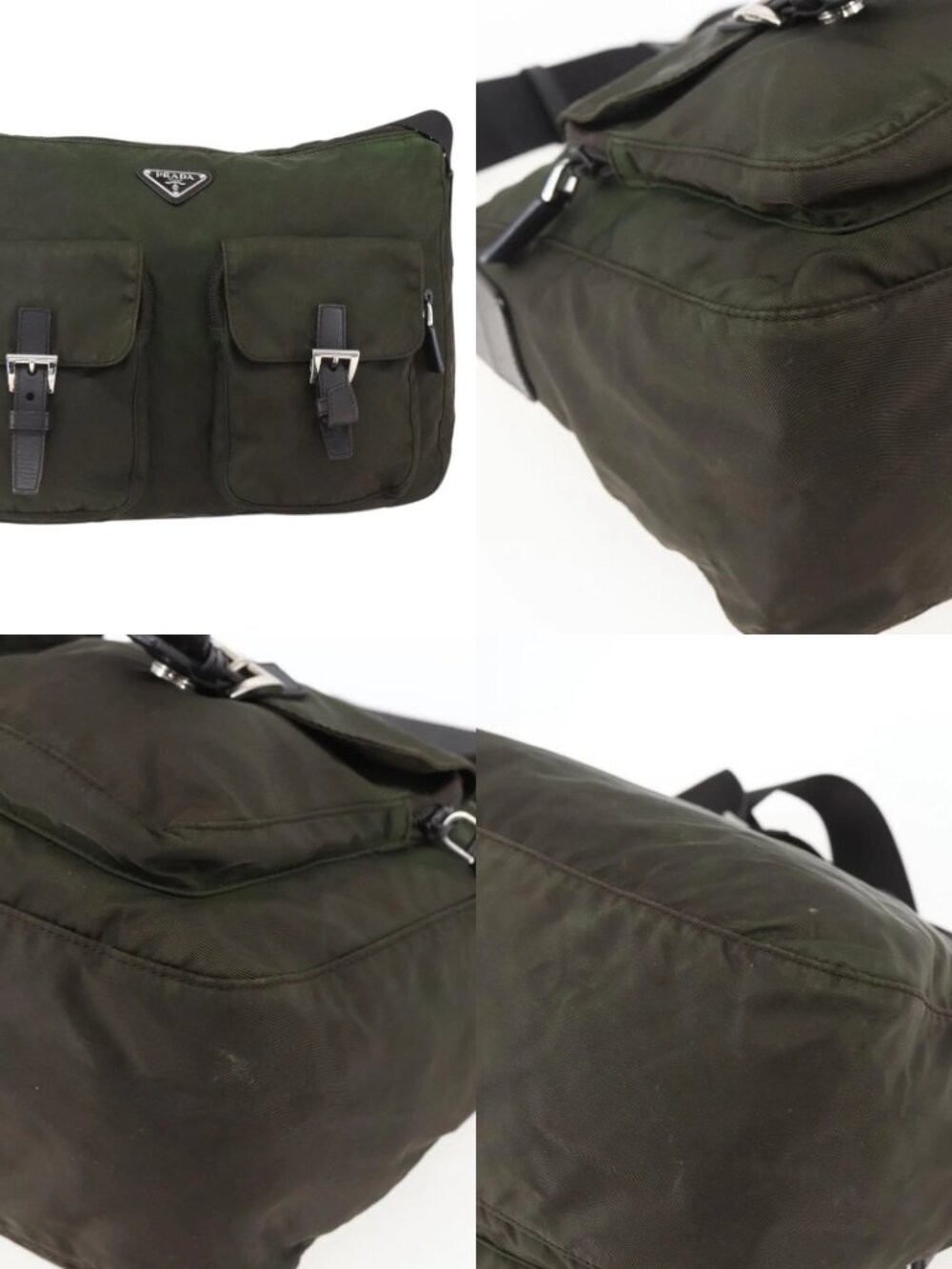 PRADA Shoulder Bag Nylon Khaki Silver Auth mr2000 - Picture 14 of 15